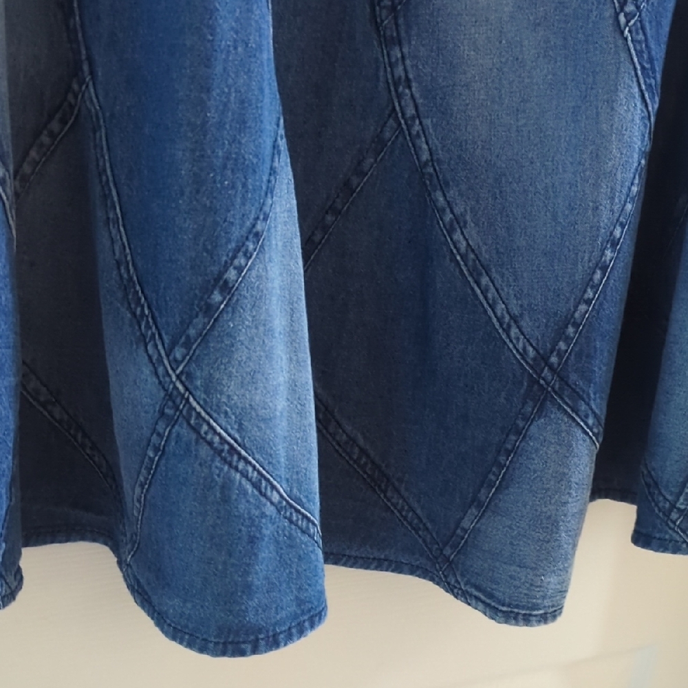 New Studio West Indigo Patchwork Midi Denim Jean … - image 2